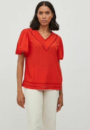 MIT KURZEN ÄRMELN V AUSSCHNITT - Blusa - valiant poppy