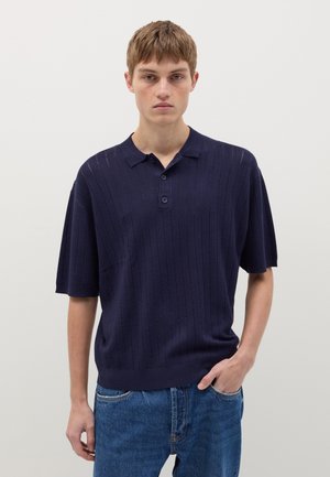 WITH OPENWORK - Poloshirt - navy blue