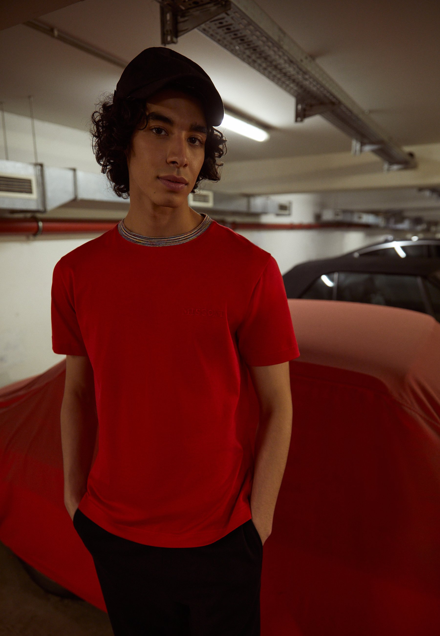 T-shirt - rosso collo fiamm 