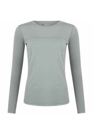 Lichtgrijs langsl sleeve shirt gemaakt van zacht materiaal, met een ronde halslijn, vlakke naden en een licht gestructureerde afwerking.