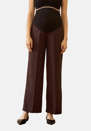 REGULAR FIT - MATERNITY OVERBUMP FLUID - Housut - dark brown chocolate