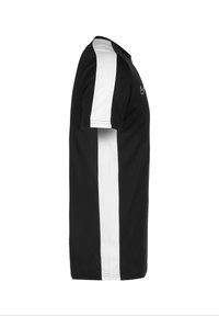 Maglietta atletica nera con pannelli laterali bianchi, maniche corte, collo rotondo e logo Nike sul davanti. Realizzata in tessuto leggero e traspirante.