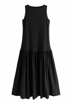 PETITE FIT - SLEEVELESS DROP WAIST CREW NECK MIDI - Rochie maxi - black