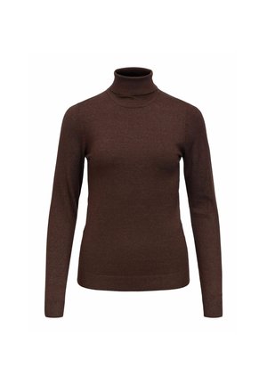 Object, OBJTHESS L/S ROLLNECK KNIT PULLOVER - Pullover - seal brown