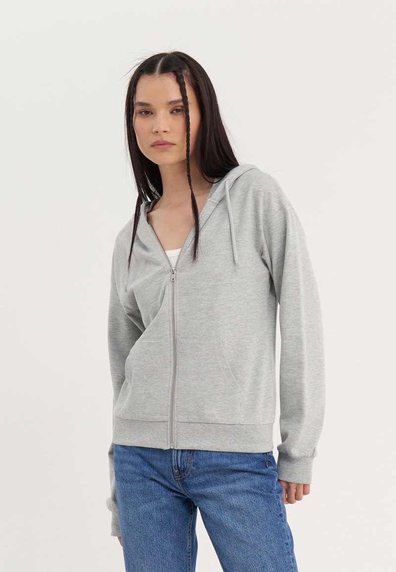 Even&Odd by Zalando - Zip-up sweatshirt - mottled light grey, Enlarge