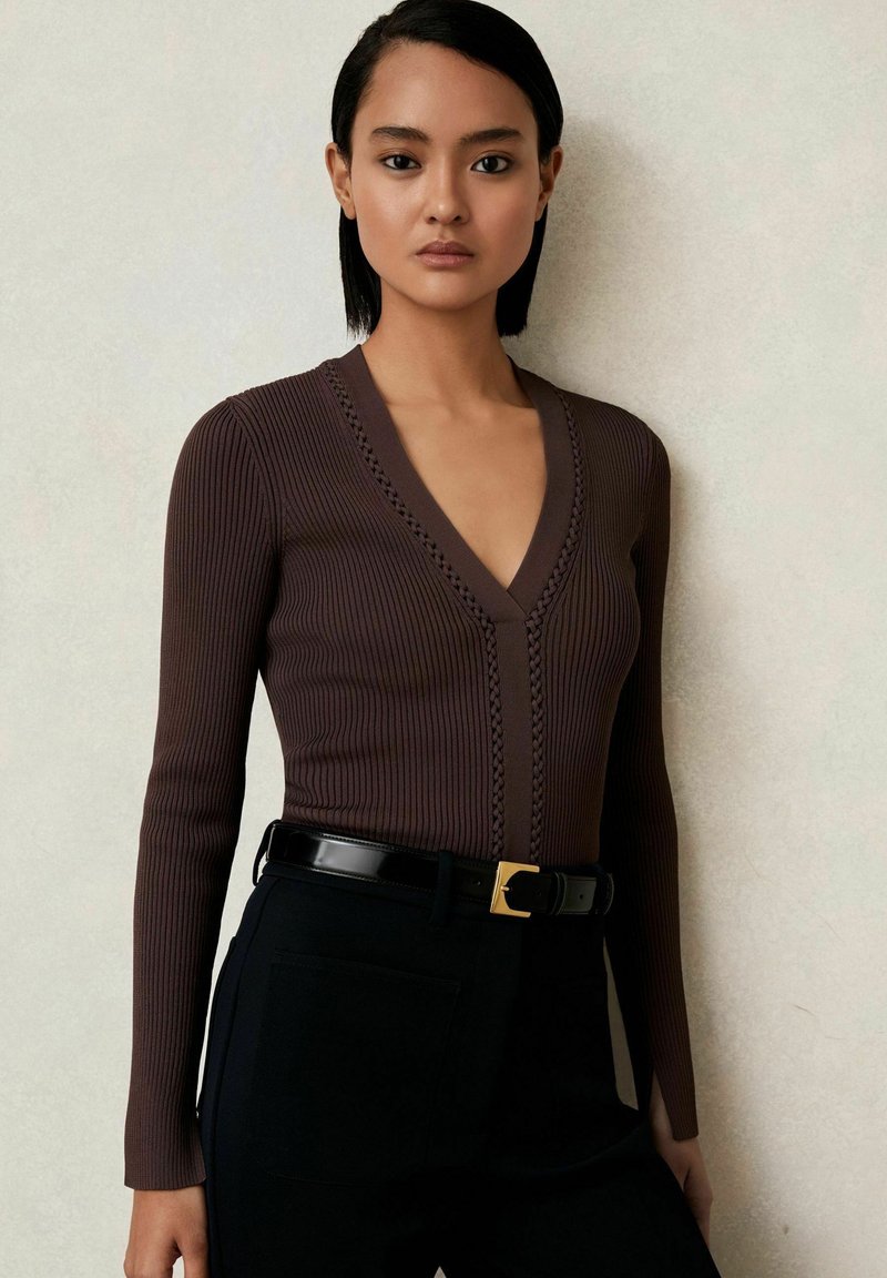 Reiss LAURI CRAFT STITCH - Strickpullover - mocha brown