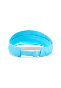 Nastaviteľná svetlomodrá textilná čiapka s kovovou prackou, zobrazená zospodu na bielom pozadí.