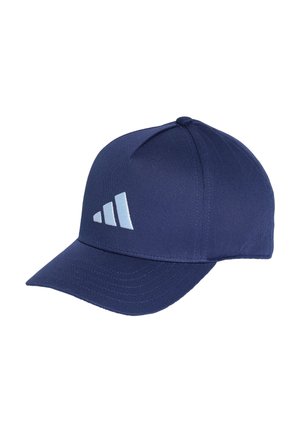 Tamnoplava baseball kapa s zakrivljenim obodom i logotipom s tri svijetloplave dijagonalne pruge sprijeda.
