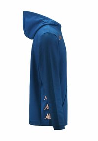 Felpa blu con tasca a marsupio, cappuccio regolabile e accenti laterali con logo in una tonalità più chiara. Tessuto morbido con una vestibilità rilassata.