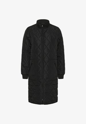 Czarna pikowana kurtka z podszewką, z wysokim kołnierzem, zamkiem z przodu, długimi rękawami i dwoma przednimi kieszeniami. Charakteryzuje się teksturowanym wzorem w diamenty.