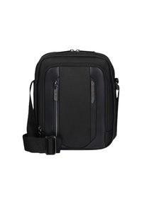 Borsa a tracolla nera compatta con tracolla regolabile, tasca anteriore con zip e design elegante, adatta per l'uso quotidiano o per viaggi.