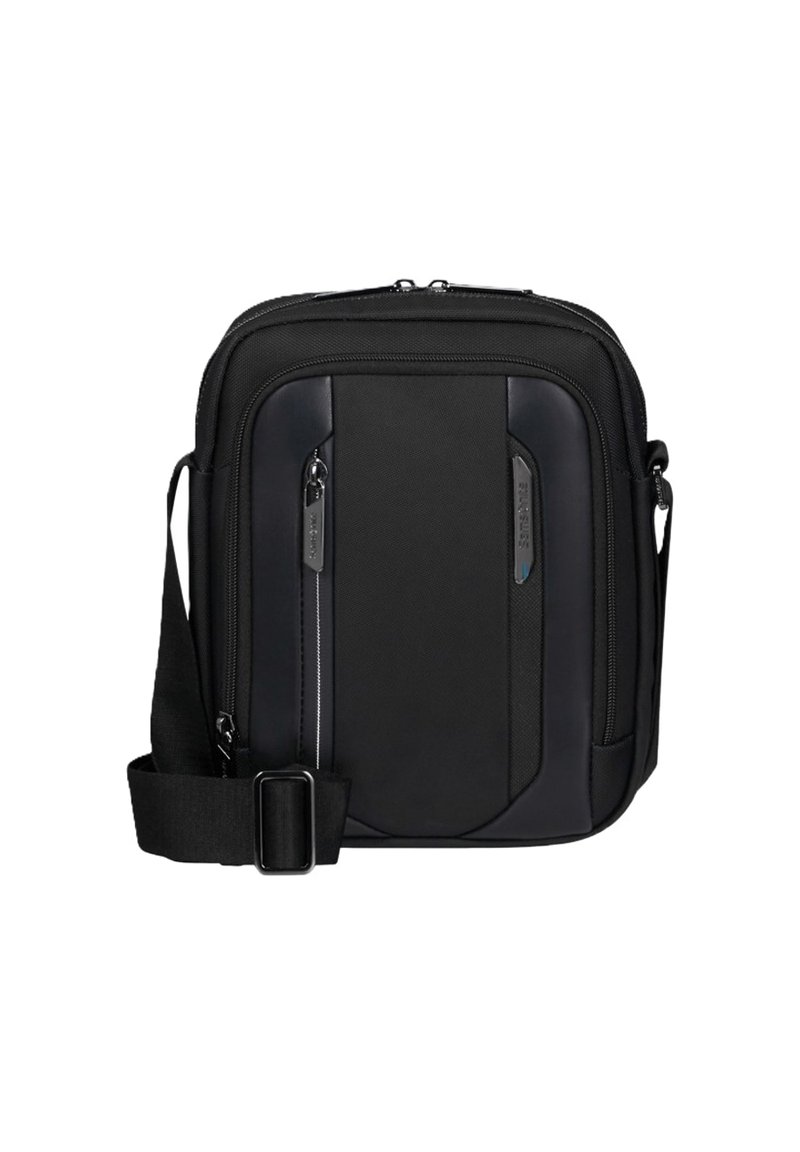 Borsa a tracolla nera compatta con tracolla regolabile, tasca anteriore con zip e design elegante, adatta per l'uso quotidiano o per viaggi.
