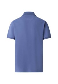 Korte mouw polo shirt in een lichtblauwe kleur, met een klassieke kraag en een gladde textuur, met een minimalistisch ontwerp en geen zichtbare logo's.