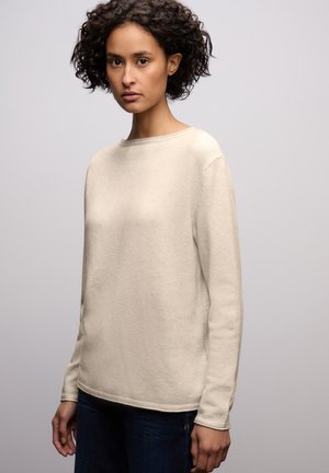 PULLOVER MIT GEROLLTEM SAUM - Pullover - beige