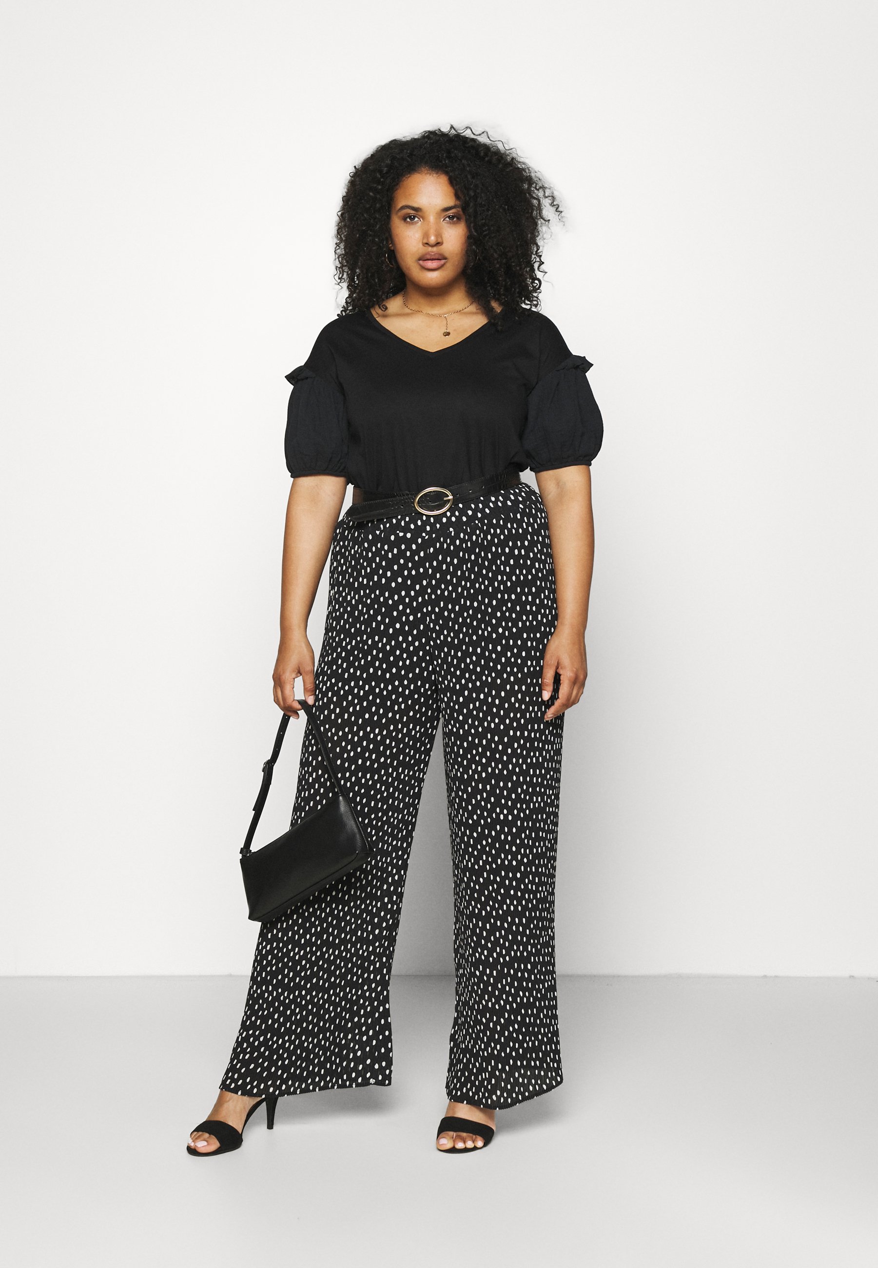 Simply Be WIDE LEG PLISSE TROUSERS - Pantaloni - black/nero - Zalando.it
