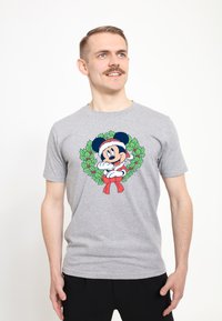 Henry Tiger MICKEY & FRIENDS MICKEY CHRISTMAS WREATH UNISEX - Camiseta estampada - melange grey