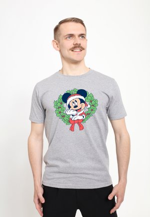 Henry Tiger MICKEY & FRIENDS MICKEY CHRISTMAS WREATH UNISEX - Camiseta estampada - melange grey