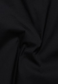 Black, smooth fabric with slight sheen, featuring soft texture and consistent drape, suitable for various applications. No patterns or detailing.