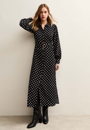 New Look POLKA DOT BUCKLE MIDI  - Blousejurk - black pattern
