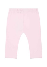 Roze katoenen leggings met een elastische tailleband, met een gladde textuur en een cropped, aansluitend ontwerp. Geen zichtbare patronen of versieringen.