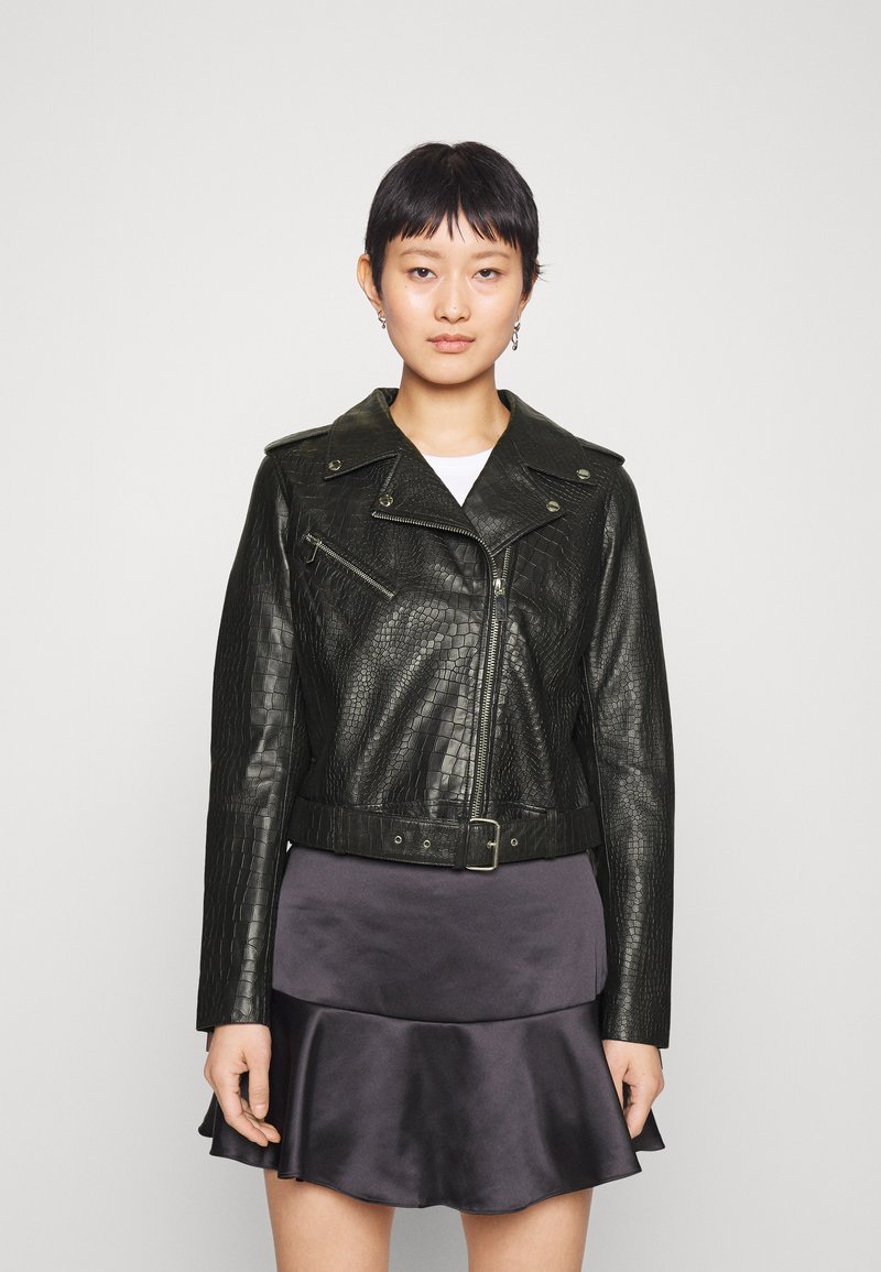 STUDIO ID JANA EMBOSSED JACKET Leather jacket black shinny/mottled