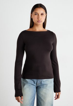 Weekday ANNIE BOATNECK LONG SLEEVE  - Bluză cu mânecă lungă - dark brown