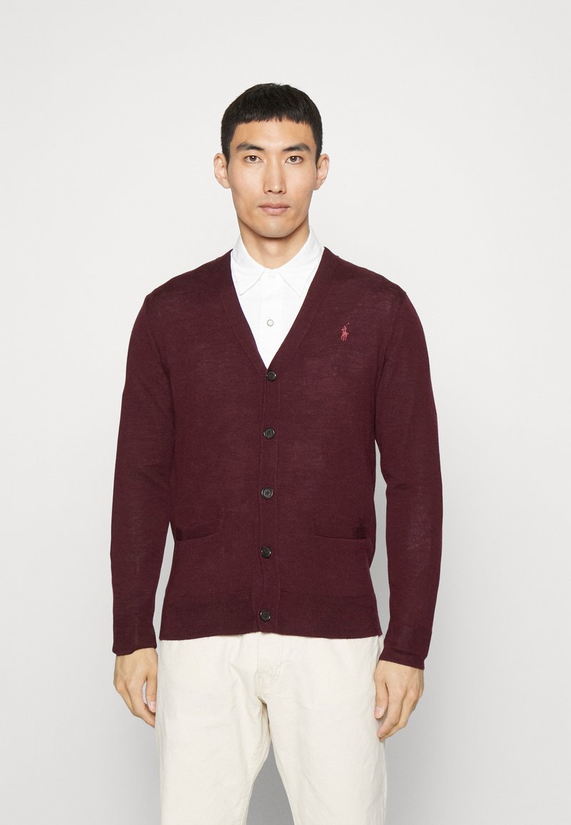 Polo Ralph Lauren LONG SLEEVE CARDIGAN - Cardigan - aged wine heather ...