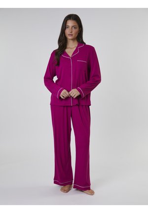 Loungeable TRADITIONAL LONG SLEEVE SET - Pyjama - dark pink