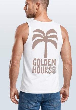 Neverless, TANKTOP HERREN MIT GRAFIK-PRINT - GOLDEN HOURS PALME - - Top - weiß