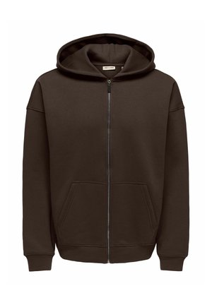 Only & Sons, HOODIE ONSCERES SWEATSHIRT - Zip-up sweatshirt - coffee bean