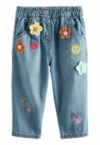 Next - 3D FLOWER SLOUCHY - Traperice ravnih nogavica - mid blue denim Minijatura 1