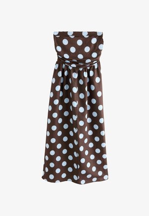 Next, REGULAR FIT - RUCHED BANDEAU MIDI DRESS - Hverdagskjole - chocolate brown polka dot