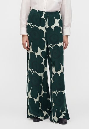 Marimekko, KAAOS UNIKKO TROUSERS - Trousers - dark green/light yellow