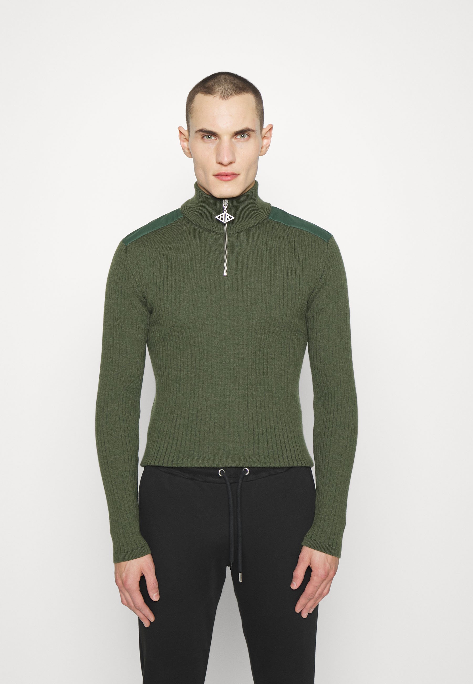 ZIP TURTLENECK - Jumper - army green 