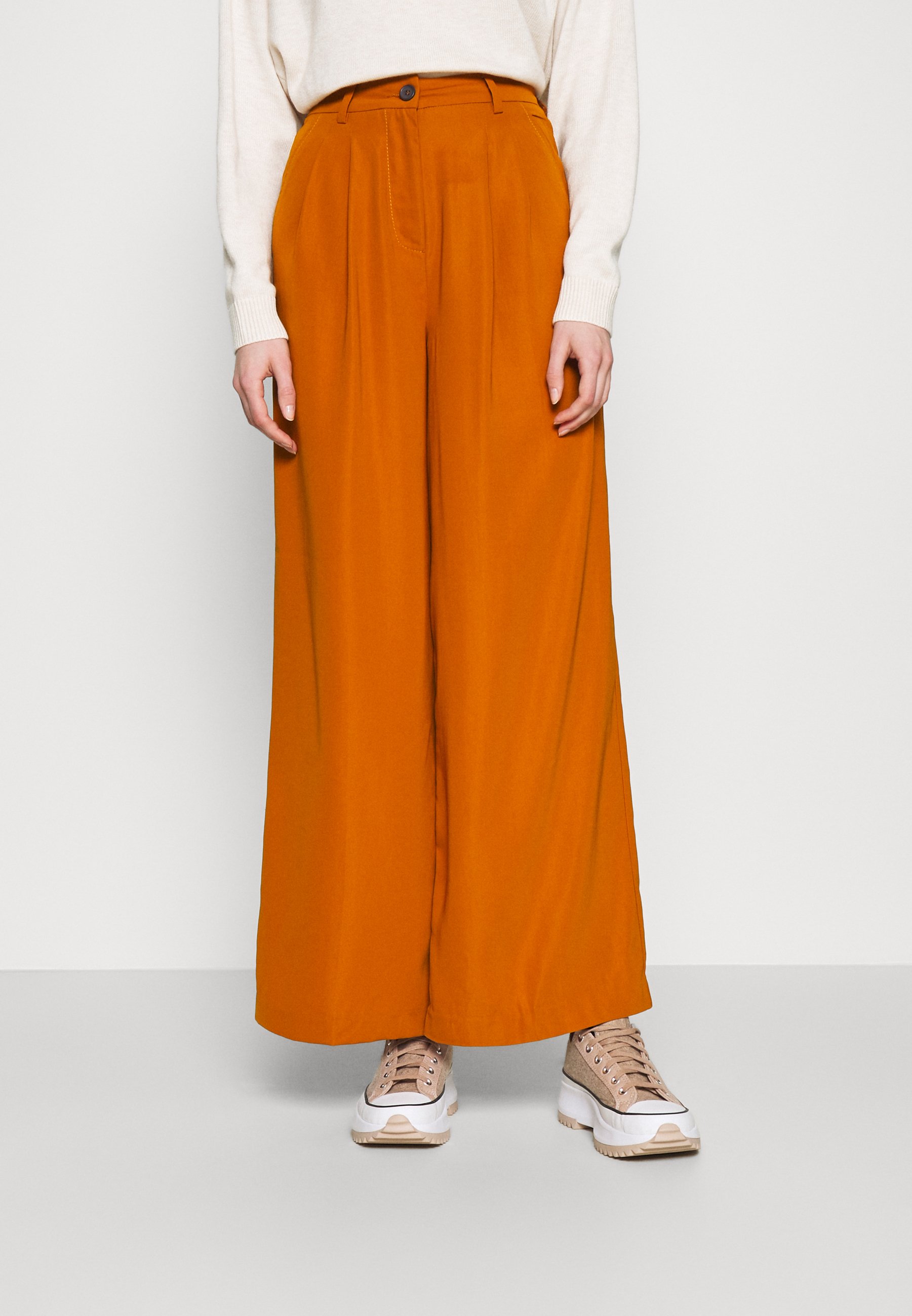 wide leg rust pants