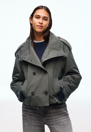 FUNNEL NECK - Summer jacket - blue-grey