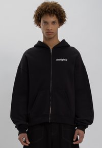LOW LIGHTS STUDIOS® SANDED LOGO ZIPPER HOODIE - Felpa con zip - black