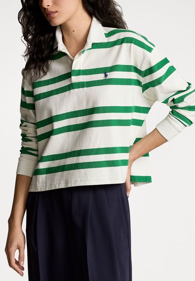 Polo Ralph Lauren RUGBY LONG SLEEVE - Μπλούζα με μακριά μανίκια - deckwash white/hillside green