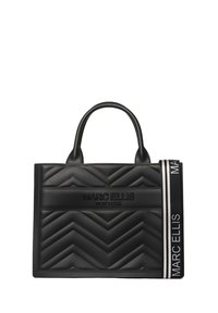 Borsa tote nera trapuntata con motivo a zigzag, dotata di due manici e di una tracolla laterale con marchio. Realizzata in materiale morbido.