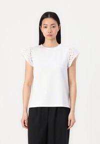 VILA VILUCE O NECK FLOUNCE - T-shirt basique - bright white