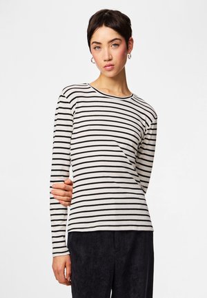 Pieces Top dugih rukava - cloud dancer/black