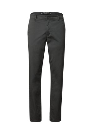 Schwarze Chinos aus Baumwollmischung, mit Reißverschluss, Knopfverschluss, zwei Fronttaschen und slim-fit Design.