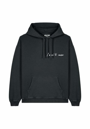 I DONT CARE EMBROIDERY UNISEX VINTAGE - Hoodie - black denim