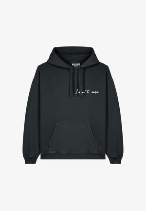 I DONT CARE EMBROIDERY UNISEX VINTAGE - Sweat à capuche - black denim