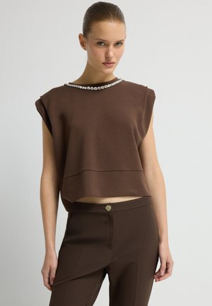 EMBELLISHED COLLAR - Blouse - brown