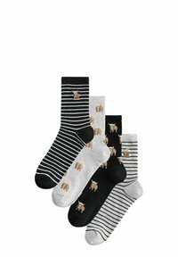 Next HAMISH THE HIGHLAND COW STRIPE ANKLE 4 PACK - Ponožky - monochrome