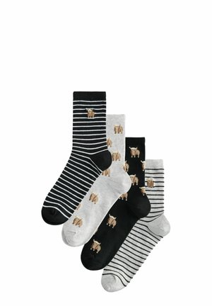 HAMISH THE HIGHLAND COW STRIPE ANKLE 4 PACK - Socks - monochrome