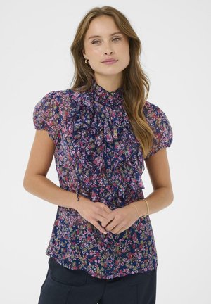 LILJASZ CRINKLE SS SHIRT - Blusa - navy peony blooms