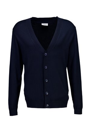 V-NECK BUTTON - Strickjacke - navy