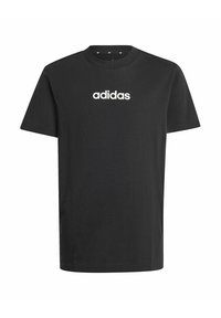 Melnas kokvilnas T-krekls ar apaļu kakla izgriezumu. Priekšpusē atrodas balts "adidas" logo. Īsas piedurknes un standarta piegriezums.